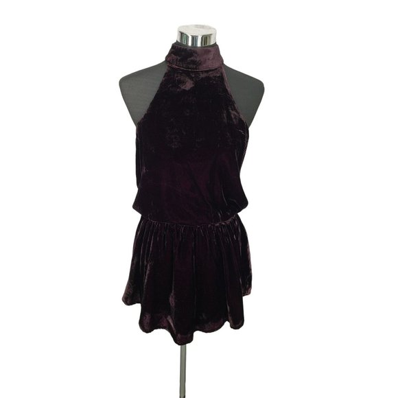 Line & Dot Women’s Wine Velvet Mini Dress‎ Size Small - Picture 4 of 6